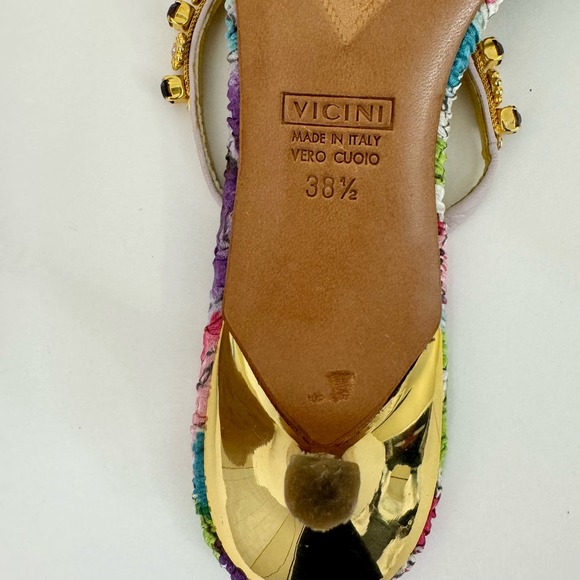 Giuseppe Zanotti Jeweled Crystal Floral Sandal Kitten Heel Slip-On 38.5 / US 8.5 - Picture 10 of 13